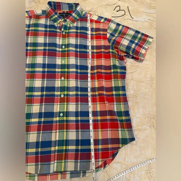 Polo Ralph Lauren Classic Fit Plaid Button Down Shirt Men’s XL Short Sleeve - Picture 4 of 8